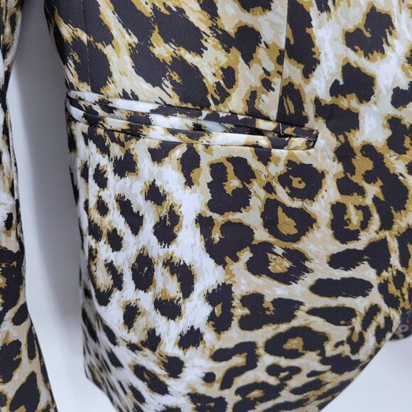 Leopard Print Mens Satin Blazer Jacket L/46 Single-Breasted Party Stage Suit - Picture 8 of 14